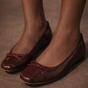 Time and Tru Glossy Maroon Flats